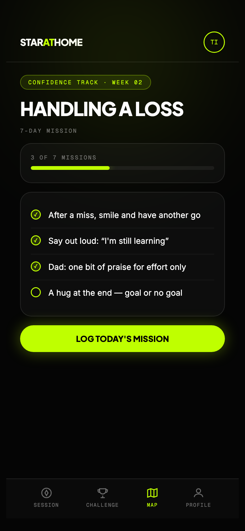 Star at Home mini app — confidence track and weekly missions
